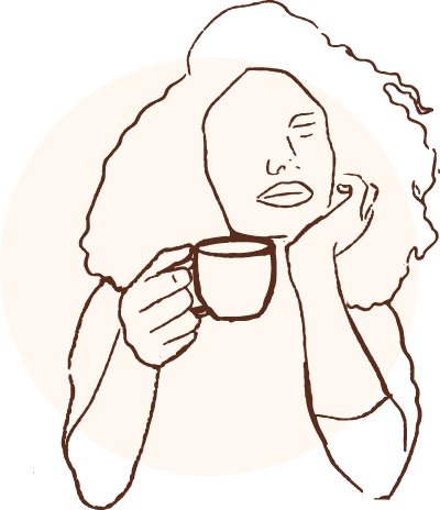 Illustration d'une femme avec une tasse de café